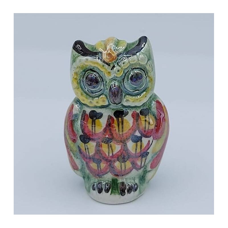 Caltagirone Owl with Mother of Pearl Enamel finish - 