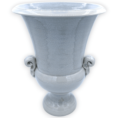 Vaso cinza com alças finas de cerâmica, h 35 e Ø 25 cm aprox. com efeito crepitante - 