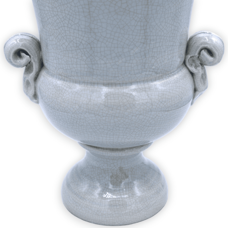 Vaso grigio con manici in pregiata Ceramica, h 35 e Ø 25 cm ca. con effetto craquelè - 