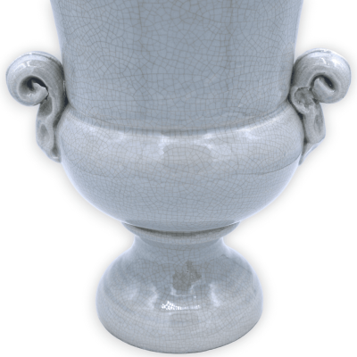 Vaso cinza com alças finas de cerâmica, h 35 e Ø 25 cm aprox. com efeito crepitante - 