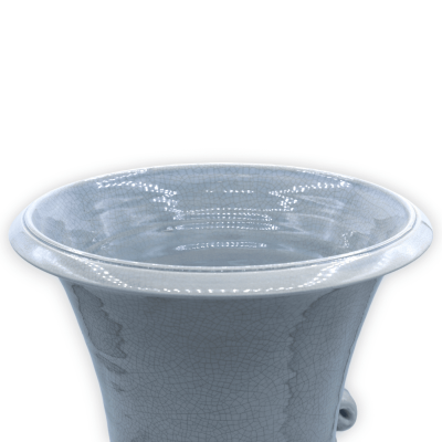 Vaso cinza com alças finas de cerâmica, h 35 e Ø 25 cm aprox. com efeito crepitante - 