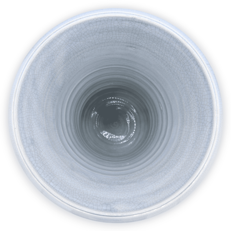 Vaso cinza com alças finas de cerâmica, h 35 e Ø 25 cm aprox. com efeito crepitante - 