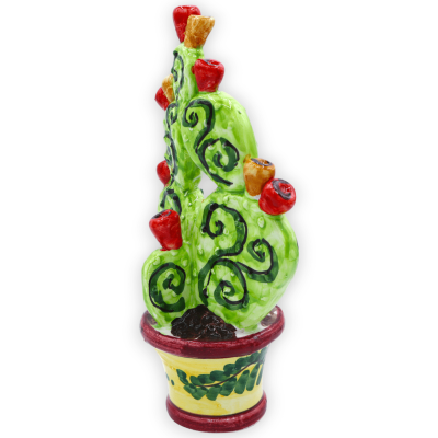Vase avec figue de Barbarie en céramique de Caltagirone, environ h 20 et l 11 cm. (1pc) dans diverses décorations - 