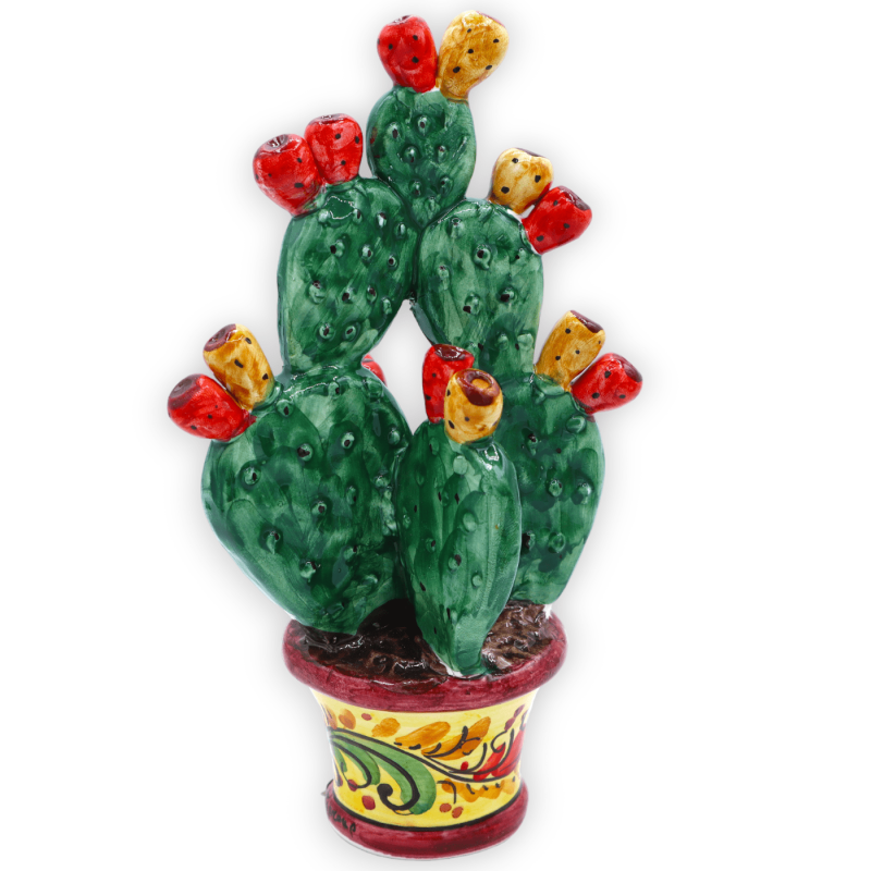 Wazon z opuncją z ceramiki Caltagirone, wys. 20 i l. 11 cm. (1 szt.) w różnych dekoracjach - 