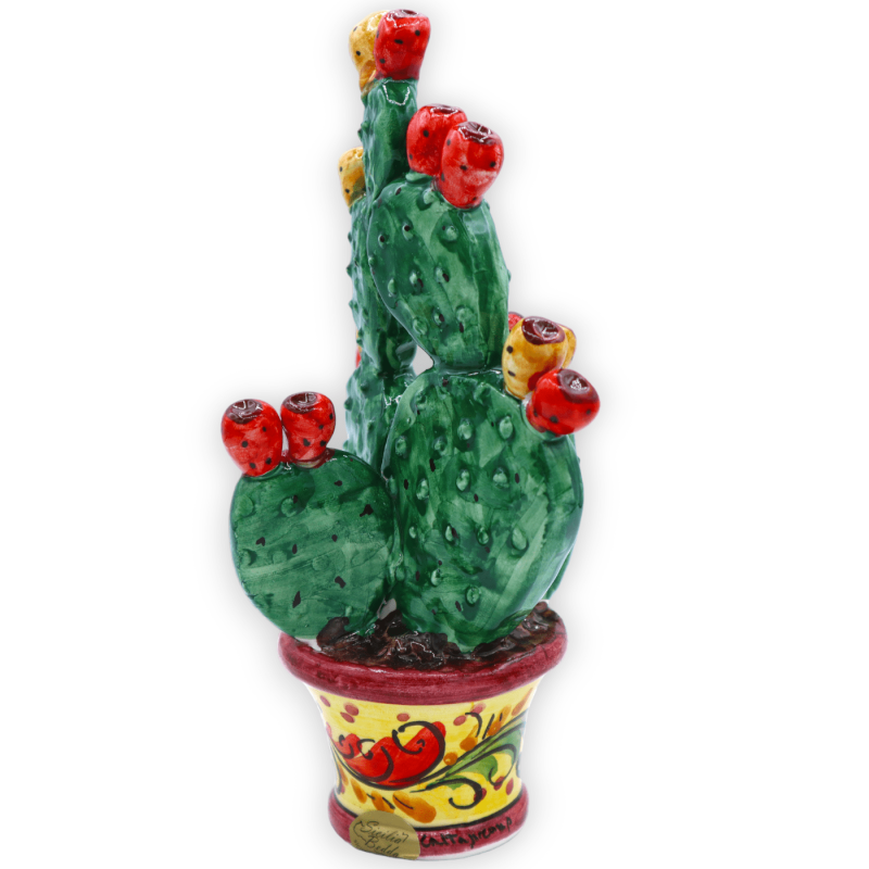 Vase avec figue de Barbarie en céramique de Caltagirone, environ h 20 et l 11 cm. (1pc) dans diverses décorations - 