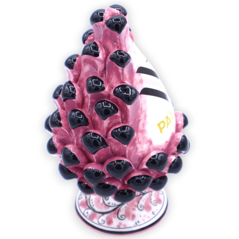 Sicilian pine cone Caltagirone, Palermo Football Team with hand-decorated stem, h 16 cm approx. FL mod - 