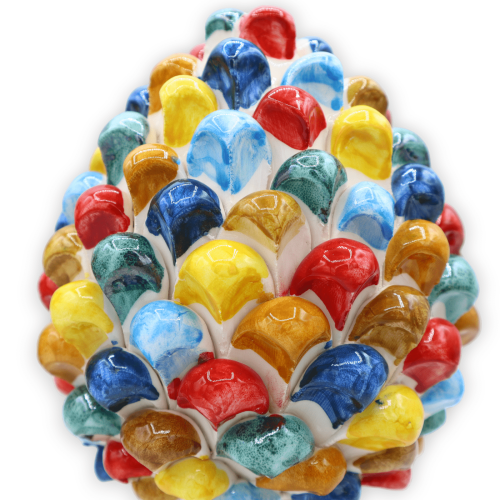 Pigna Siciliana ceramica Caltagirone, Multicolore Arlecchino, 2 Opzioni Misura (1Unità) con decoro gambo casuale -  2