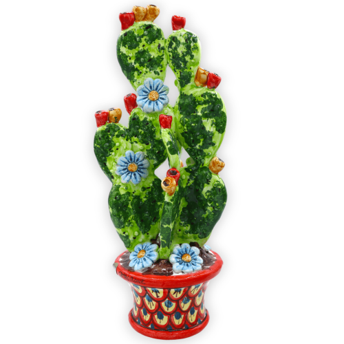 Vaso com figo da Índia, cerâmica Caltagirone, aprox. 35 h e 14 cm. (1 unidade) em várias decorações -  2
