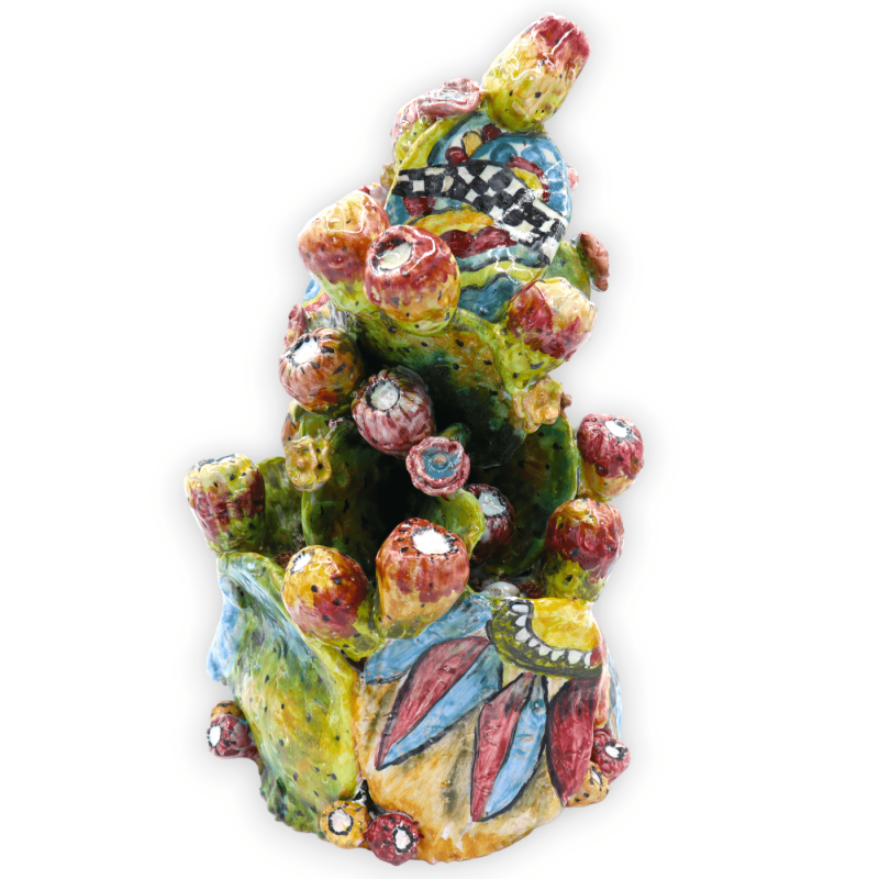 Feigenkaktus-Pflanzenkomposition mit Dekor aus Paladinen und Feigenkaktus-Applikationen, ca. H 30 cm. - 