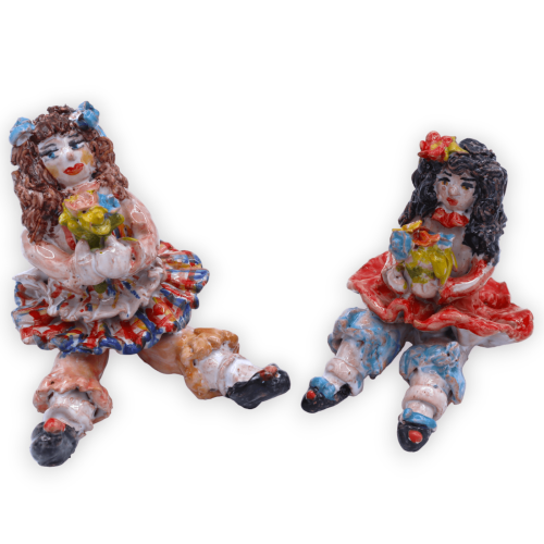 Boneca de pano em cerâmica siciliana fina, em duas opções - h 9 cm e L 10 cm aprox. (1 unidade) - 