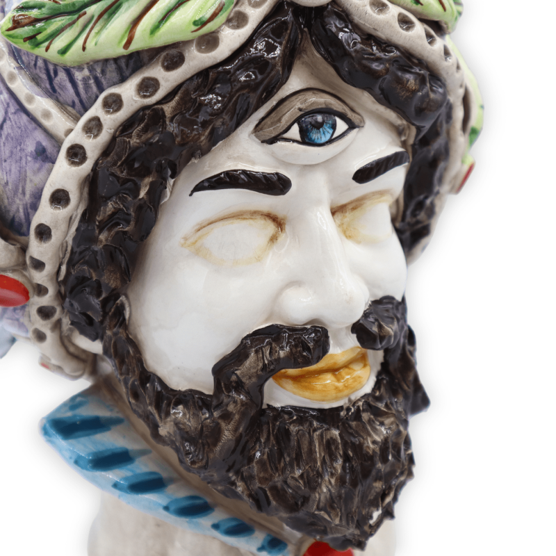 Cabeça de figura mitológica em cerâmica Caltagirone, com opção de Polifemo ou Medusa, altura 30 cm aprox. (1pc) Mod RP -