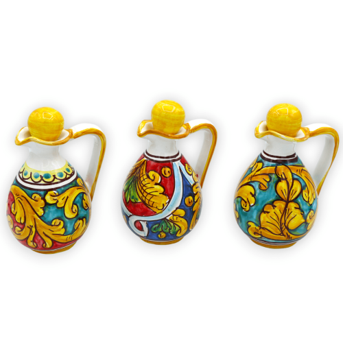 Caltagirone ceramiczna ampułka do oleju, z różnymi opcjami dekoracji (1 szt.) - wys. 13 cm ok. Mod TD - 