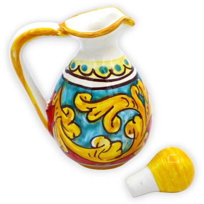 Caltagirone ceramic oil cruet, with various decoration options (1 pc) - h 13 cm approx. Mod TD - 