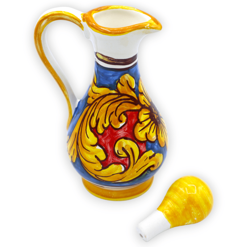Huilier ou vinaigrier en céramique de Caltagirone, h environ 16 cm. décoration aléatoire (1pc) - 