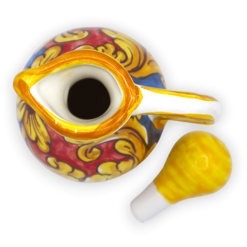 Caltagirone Ceramic Oil or Vinegar Cruet, approx. 16 cm high, random decoration (1 pc) - 