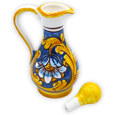 Huilier ou vinaigrier en céramique de Caltagirone, h environ 16 cm. décoration aléatoire (1pc) - 