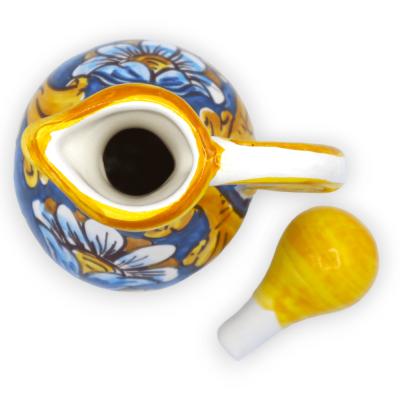 Huilier ou vinaigrier en céramique de Caltagirone, h environ 16 cm. décoration aléatoire (1pc) - 