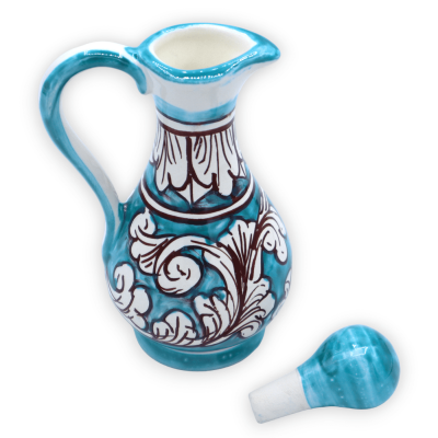 Huilier ou vinaigrier en céramique de Caltagirone, h environ 16 cm. décoration aléatoire (1pc) - 