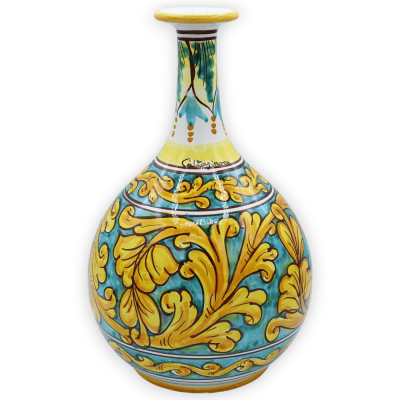 Vaso de cerâmica Caltagirone em formato de ampola, com aproximadamente 30 cm de altura. Decoração barroca - 