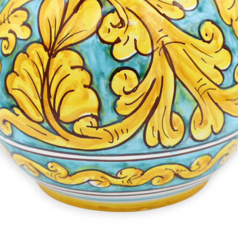 Vaso de cerâmica Caltagirone em formato de ampola, com aproximadamente 30 cm de altura. Decoração barroca - 