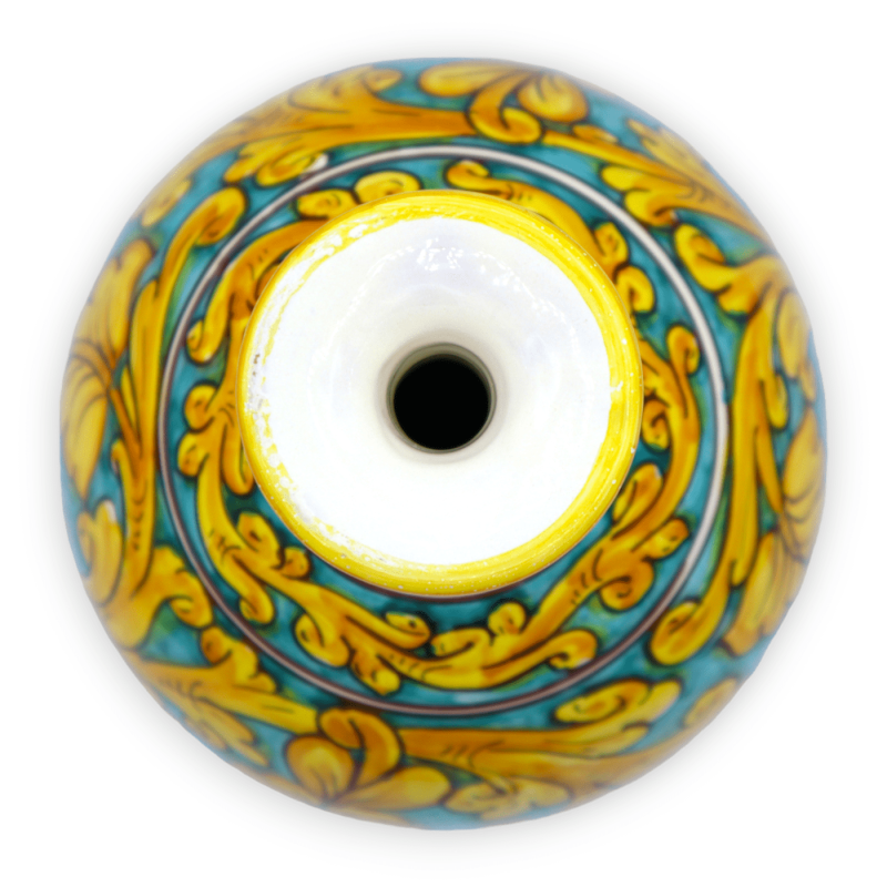 Vaso Ampolla in ceramica di Caltagirone, h 30 cm ca. decoro Barocco - 