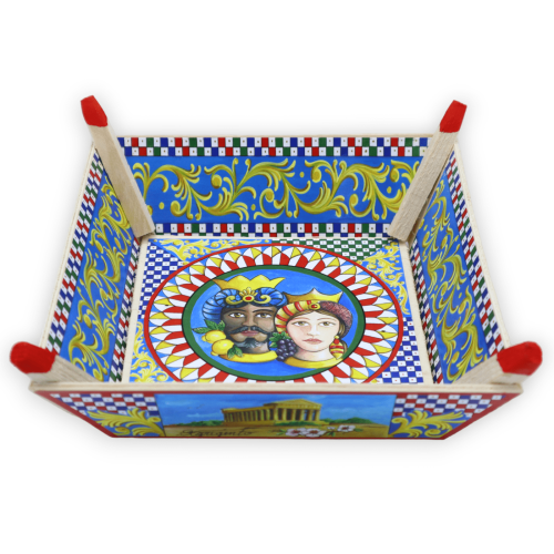 Wooden crate - Basket, tray or empty pockets for storing objects, Sicilian cart decoration, 4 size options (1 unit) -