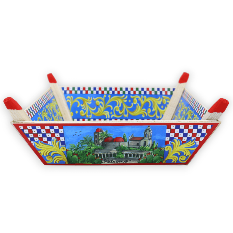 Caixa de madeira - Cesta, bandeja ou bolsos vazios para guardar objetos, decoração de carrinho siciliano, 4 opções de ta