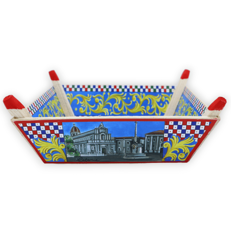 Houten krat - Mand, dienblad of lege zakken voor het opbergen van voorwerpen, Siciliaanse kar-decoratie, 4 maatopties (1