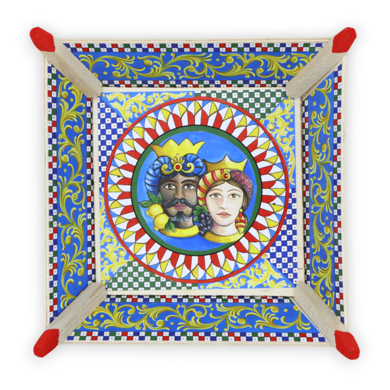 Caixa de madeira - Cesta, bandeja ou bolsos vazios para guardar objetos, decoração de carrinho siciliano, 4 opções de ta