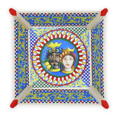 Caixa de madeira - Cesta, bandeja ou bolsos vazios para guardar objetos, decoração de carrinho siciliano, 4 opções de ta