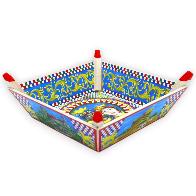 Caixa de madeira - Cesta, bandeja ou bolsos vazios para guardar objetos, decoração de carrinho siciliano, 4 opções de ta