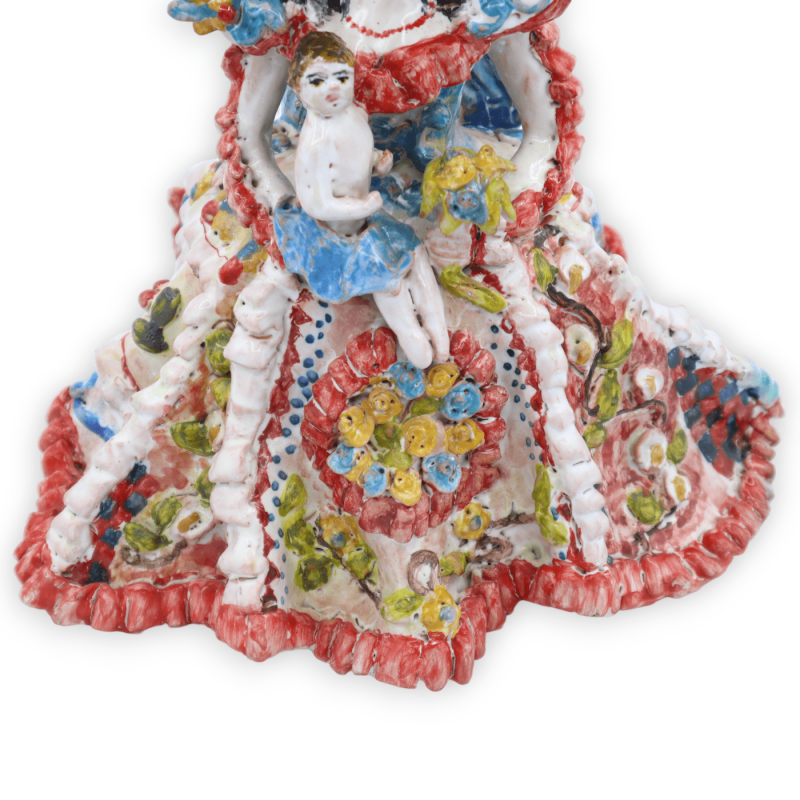 Matrangela candle holder, light fixture in fine Sicilian ceramic, with relief decorations - h 27 cm approx. - 