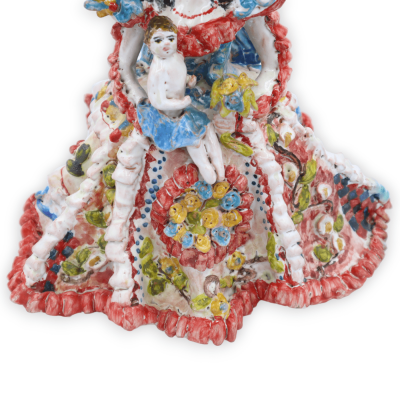 Castiçal Matrangela, luminária em cerâmica siciliana fina, com decorações em relevo - aprox. 27 cm de altura. - 