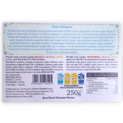 Caramelos de frutas Gelèe en caja de hojalata, con varias opciones de decoración - 250g (1ud) - 