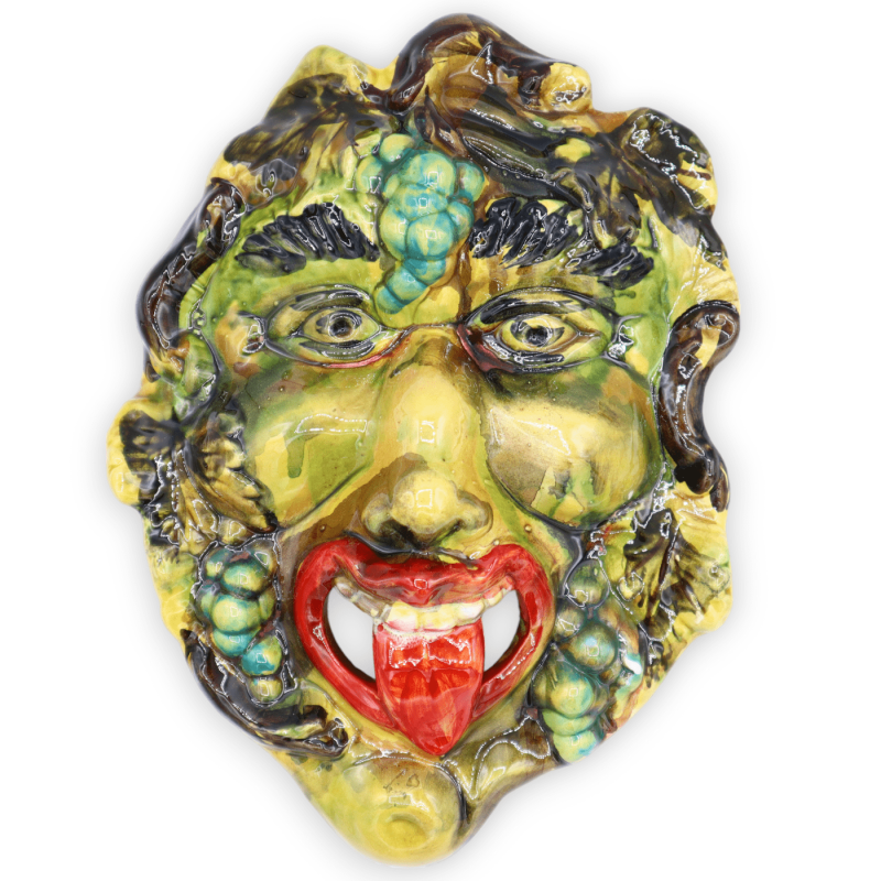 Anthropomorphic mask in precious ceramic, Bacchus - h 30 cm approx. - 