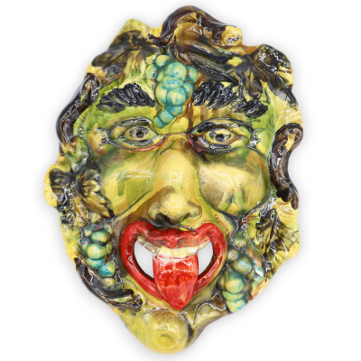 Maschera Antropomorfa di Bacco in pregiata ceramica - h 30 cm ca. - 