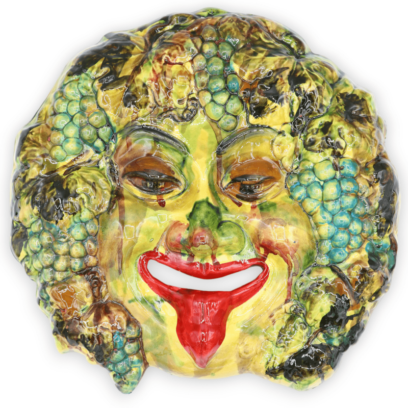 Antropomorf mask i ädel keramik, Druvdekor - h 40 cm ca. - 