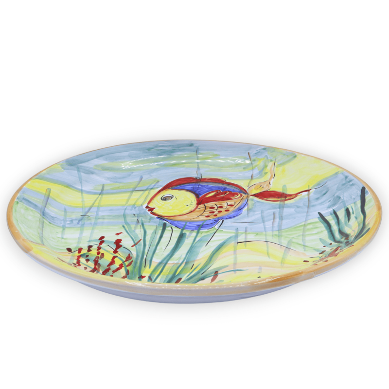 Prato ornamental em cerâmica preciosa, decoração fundo do mar com peixes, Ø 45 cm aprox. - 