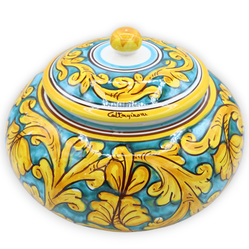 Biscottiera in ceramica di Caltagirone, decoro barocco - Ø 25 cm ca. Mod TD - 