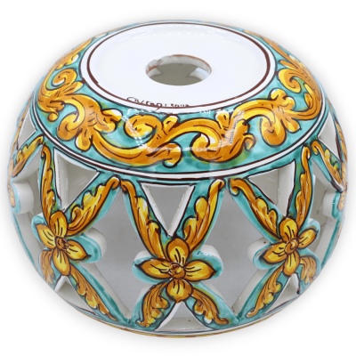 Perforerad ljuskrona i Caltagirone keramik, barockdekor - Ø 22 cm ca. Mod TD - 
