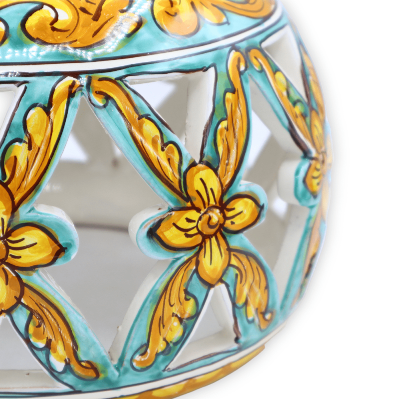 Perforerad ljuskrona i Caltagirone keramik, barockdekor - Ø 22 cm ca. Mod TD - 
