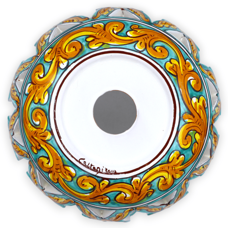 Perforerad ljuskrona i Caltagirone keramik, barockdekor - Ø 22 cm ca. Mod TD - 