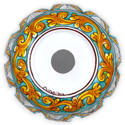 Perforerad ljuskrona i Caltagirone keramik, barockdekor - Ø 22 cm ca. Mod TD - 