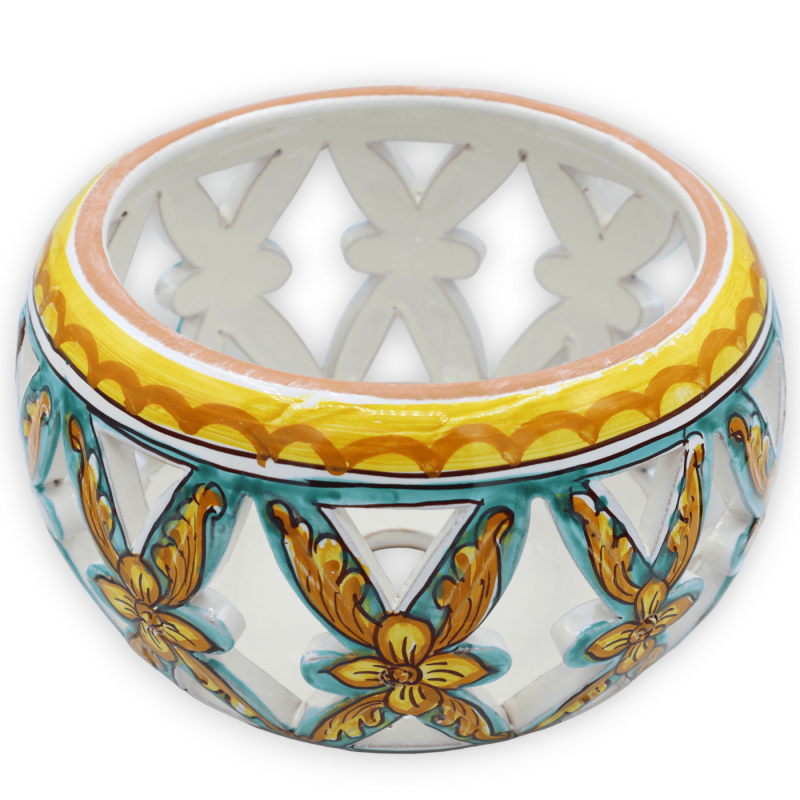 Perforerad ljuskrona i Caltagirone keramik, barockdekor - Ø 22 cm ca. Mod TD - 