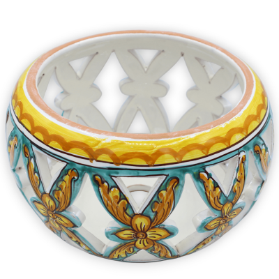 Perforerad ljuskrona i Caltagirone keramik, barockdekor - Ø 22 cm ca. Mod TD - 