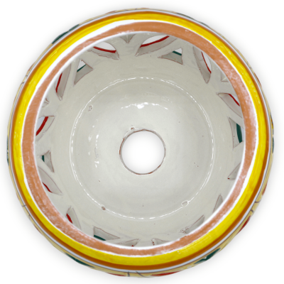 Perforowany żyrandol z ceramiki Caltagirone, barokowa dekoracja z czerwonym i zielonym tłem - Ø 22 cm ok. Mod TD - 