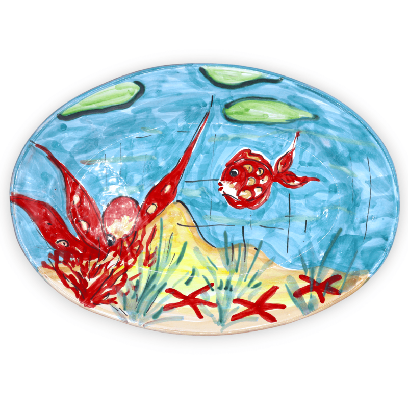 Vassoio Ovale da portata in pregiata ceramica, con tre opzioni decoro, L 35 cm x h 25 cm ca. (1Unità) - 