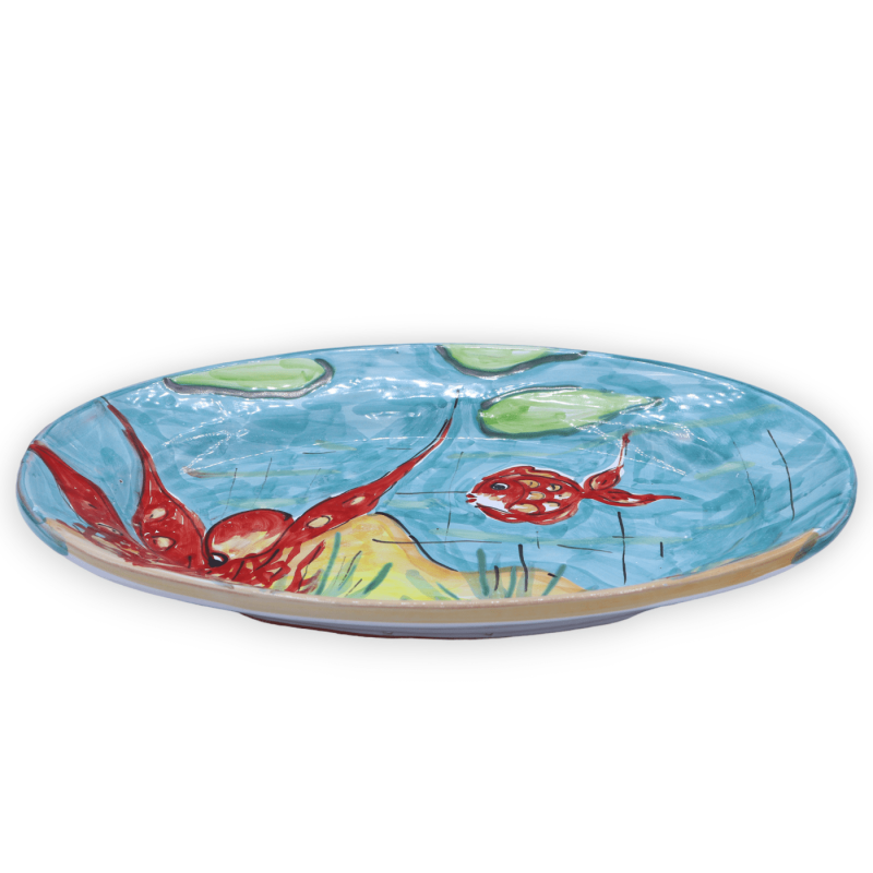 Plateau de service ovale en céramique fine, avec trois options de décoration, L 35 cm x h 25 cm environ. (1 pc) - 