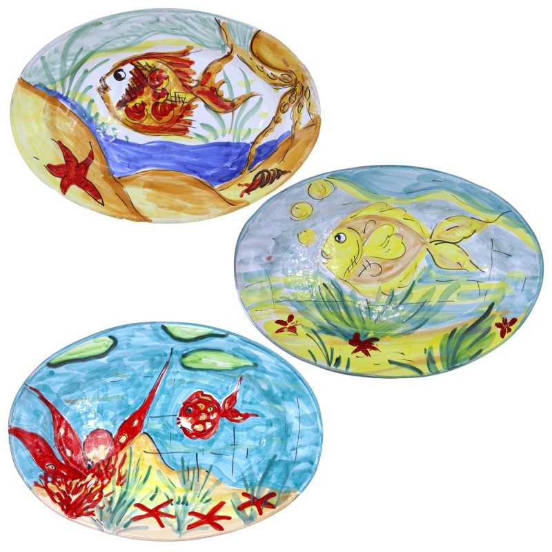 Vassoio Ovale da portata in pregiata ceramica, con tre opzioni decoro, L 35 cm x h 25 cm ca. (1pz) - 