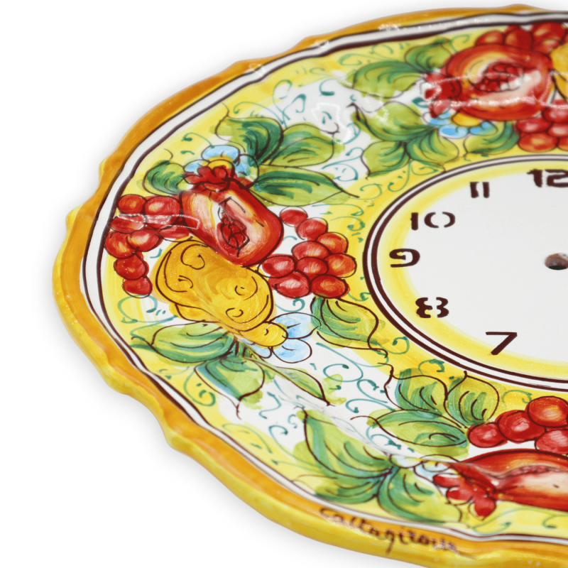 Caltagirone keramisk klocka, citroner, vindruvor och granatäpplen dekoration, Ø 30 cm ca. Mod TD - 